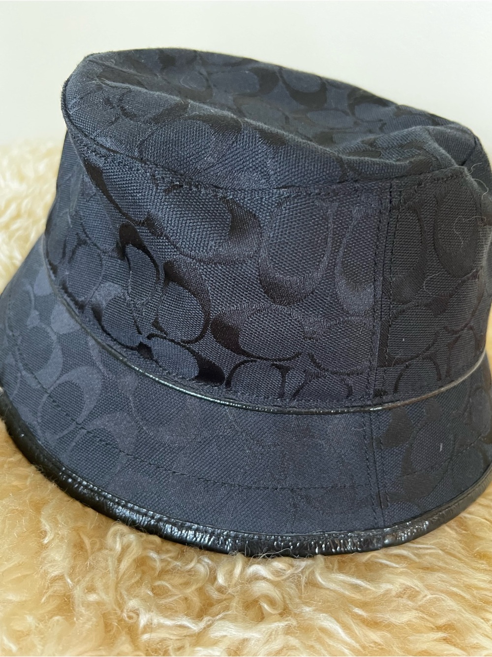 Coach Black Signature Jacquard Bucket Hat